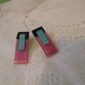 80s Funky Pink, Blue and Black Earrings